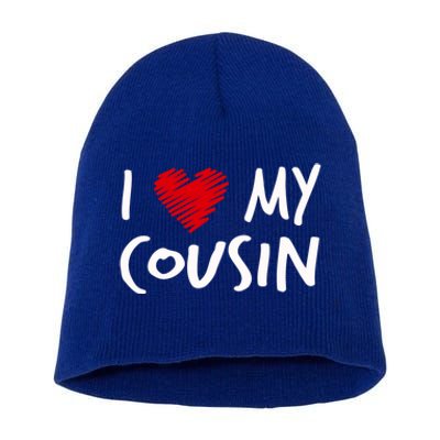 I Love My Cousin Valentines Outfit Matching Family Gift Short Acrylic Beanie