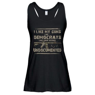 I Like My Guns Like Democrats Like Their Voters Undocumente Ladies Essential Flowy Tank