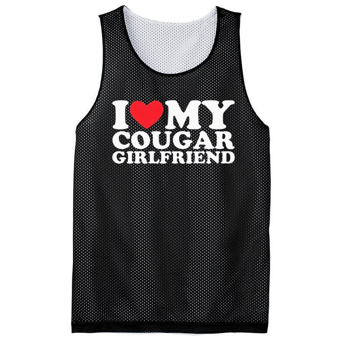 I Love My Hot Cougar Girlfriend I Heart My Hot Cougar Gf Mesh Reversible Basketball Jersey Tank