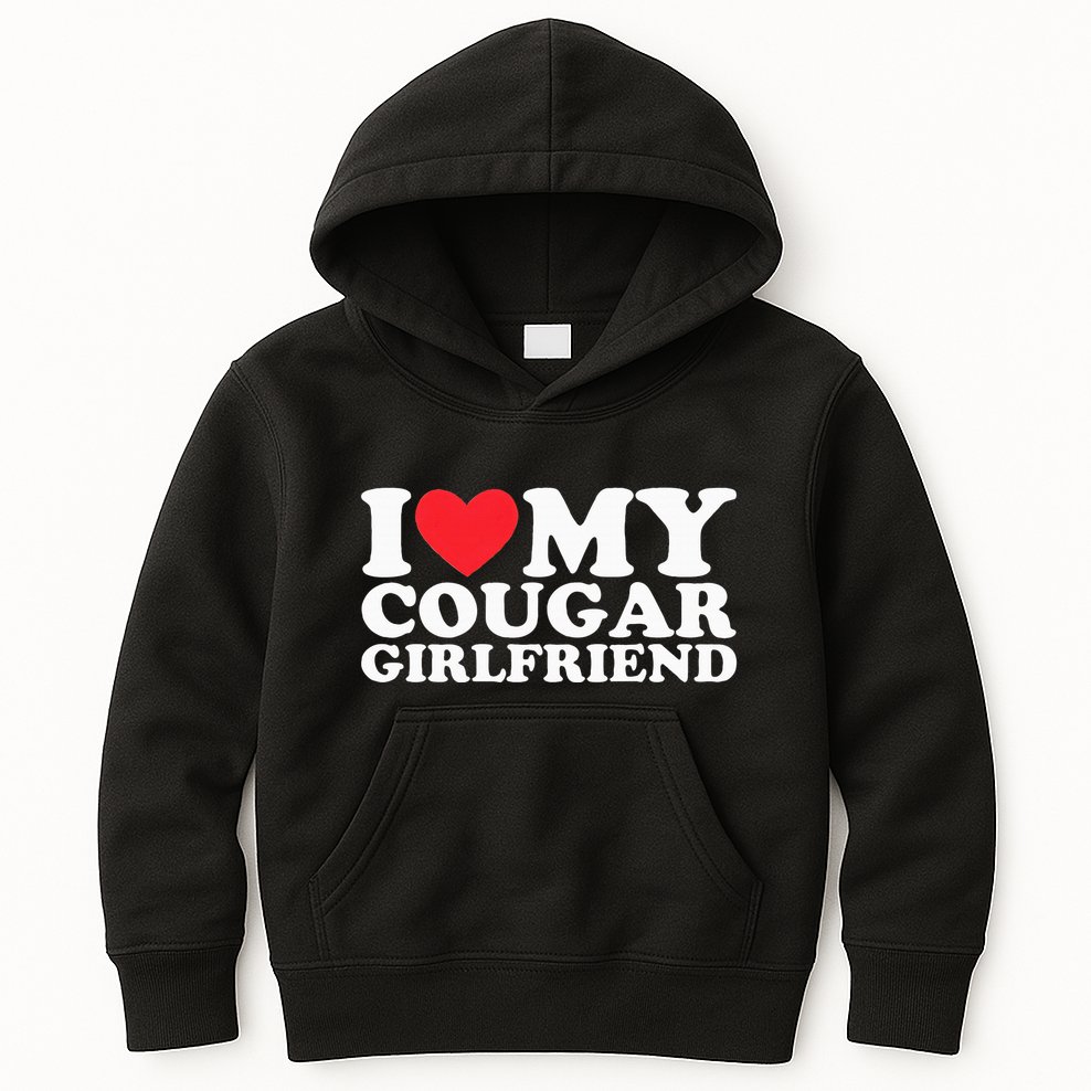 I Love My Hot Cougar Girlfriend I Heart My Hot Cougar Gf Kids Hoodie