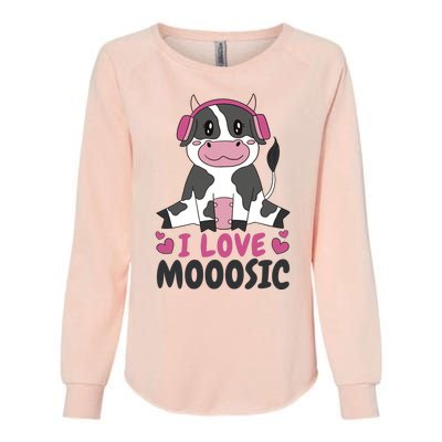 I Love Music Cow Womens California Wash Sweatshirt