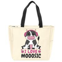 I Love Music Cow Zip Tote Bag