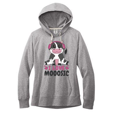 I Love Music Cow Women's Fleece Hoodie