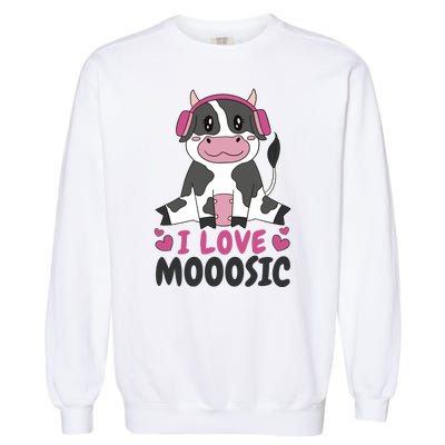 I Love Music Cow Garment-Dyed Sweatshirt