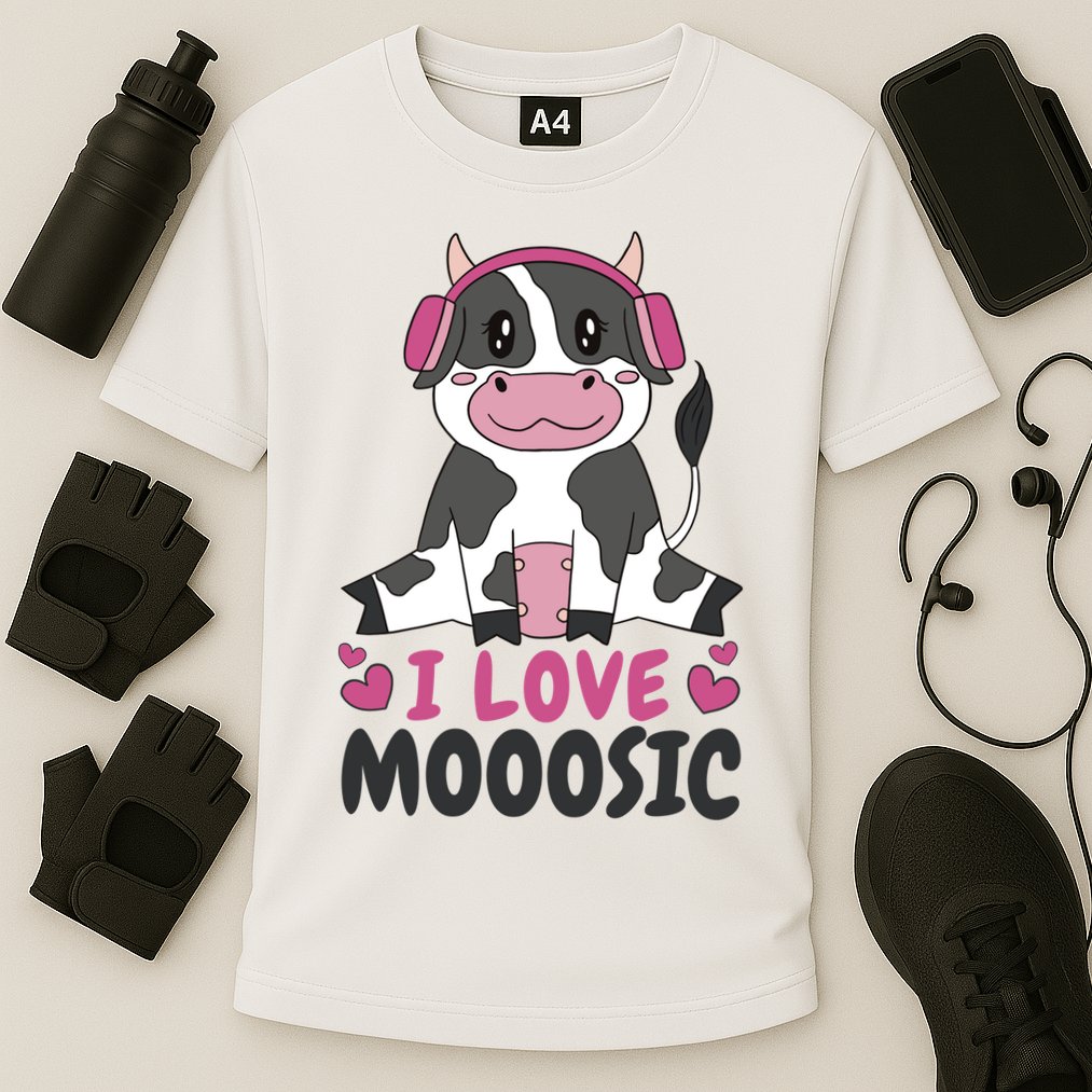 I Love Music Cow Cooling Performance Crew T-Shirt