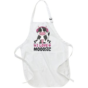 I Love Music Cow Full-Length Apron With Pockets