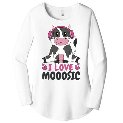 I Love Music Cow Women's Perfect Tri Tunic Long Sleeve Shirt