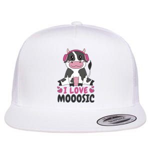 I Love Music Cow Flat Bill Trucker Hat