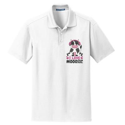 I Love Music Cow Dry Zone Grid Polo