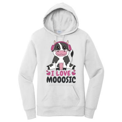 I Love Music Cow Women's Pullover Hoodie