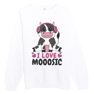 I Love Music Cow Premium Crewneck Sweatshirt