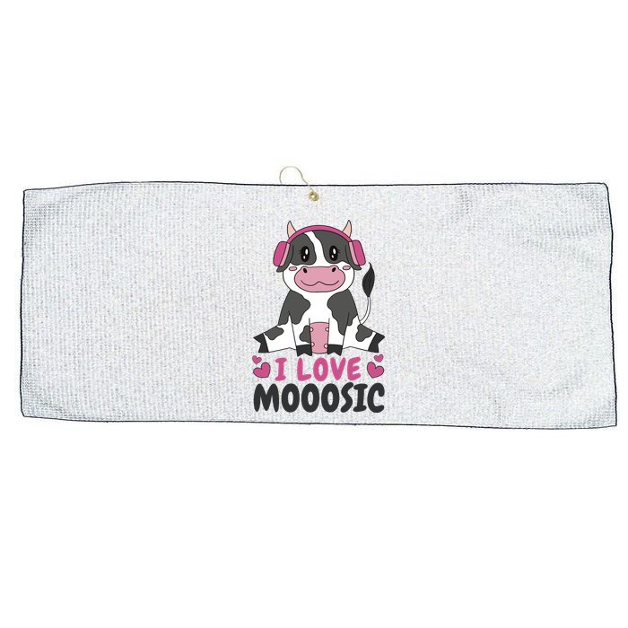 I Love Music Cow Large Microfiber Waffle Golf Towel