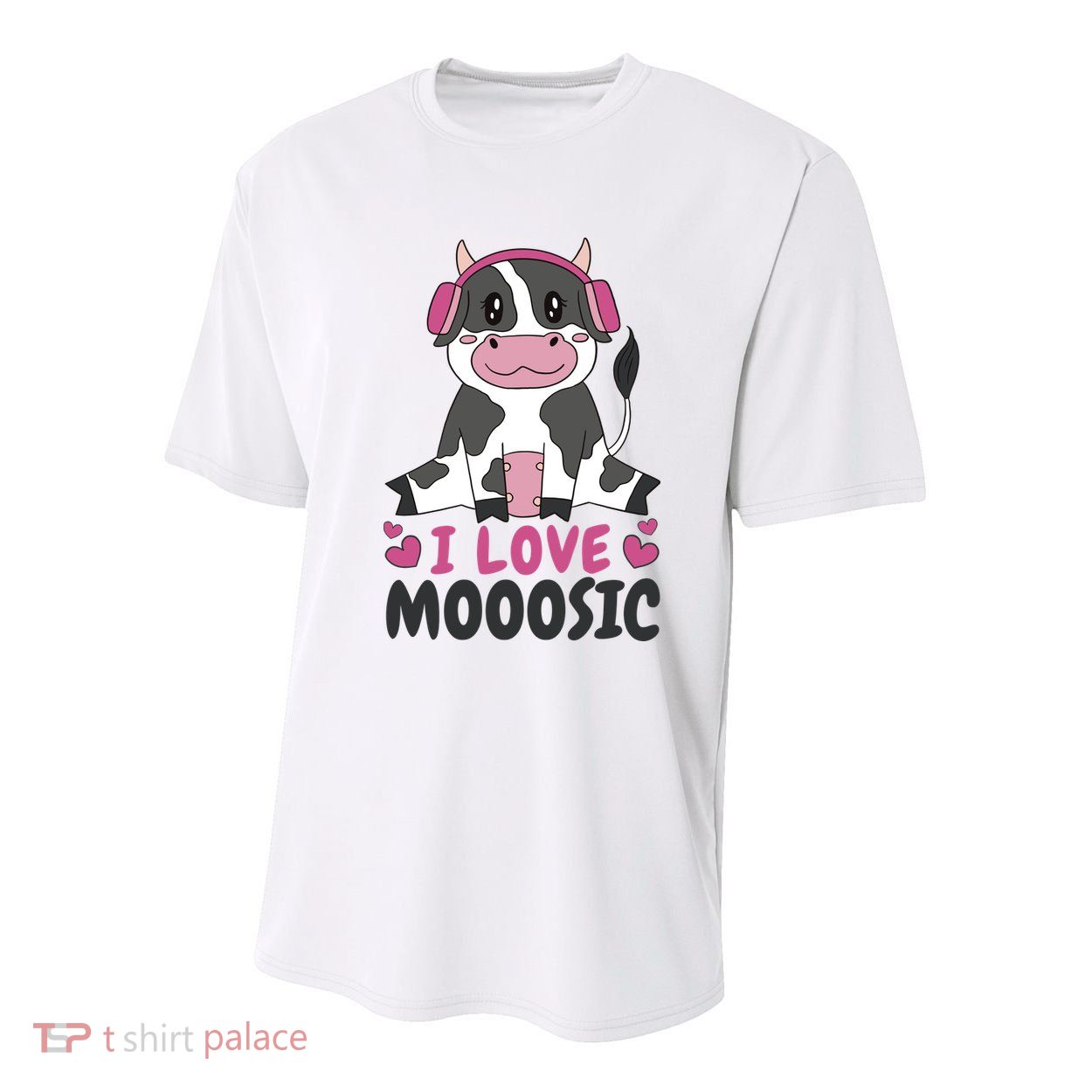 I Love Music Cow Youth Performance Sprint T-Shirt