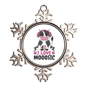 I Love Music Cow Metallic Star Ornament