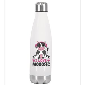 I Love Music Cow Stainless Steel Insulated Water Bottle