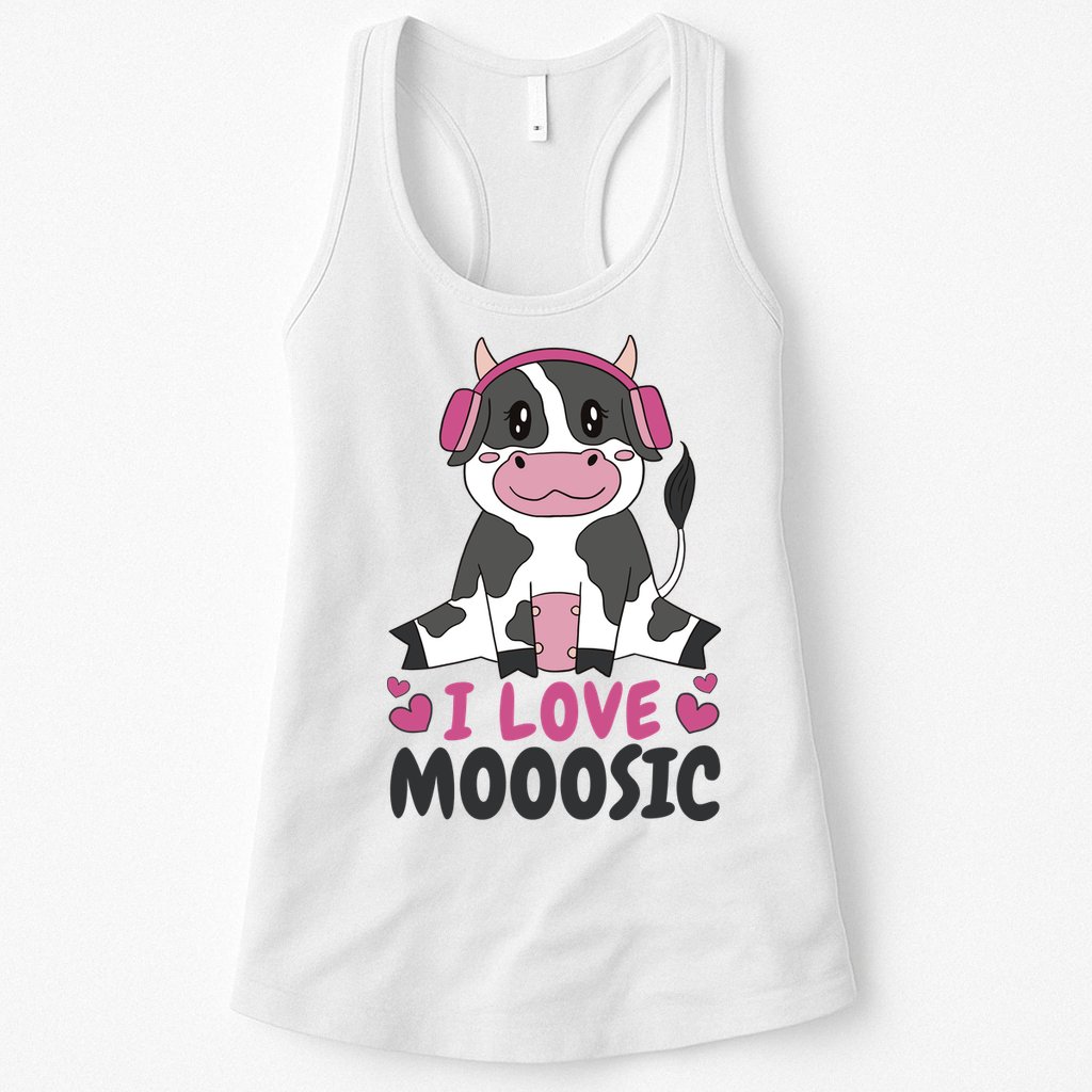 I Love Music Cow Womens Tank Top