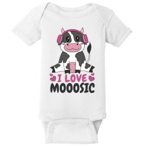 I Love Music Cow Baby Bodysuit