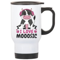 I Love Music Cow Stainless Steel Travel Mug