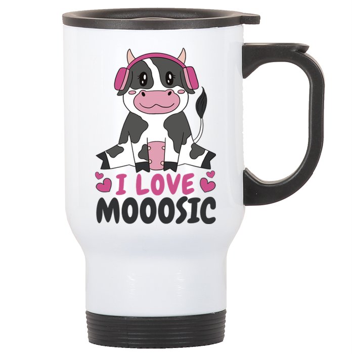 I Love Music Cow Stainless Steel Travel Mug