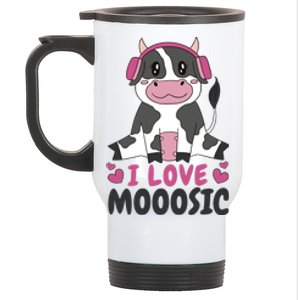 I Love Music Cow Stainless Steel Travel Mug