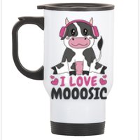 I Love Music Cow Stainless Steel Travel Mug