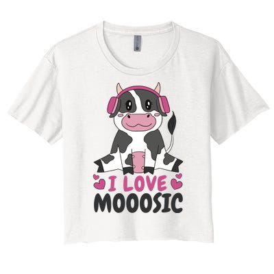 I Love Music Cow Women's Crop Top Tee