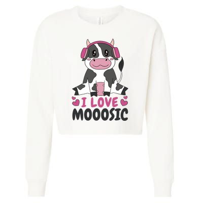 I Love Music Cow Cropped Pullover Crew