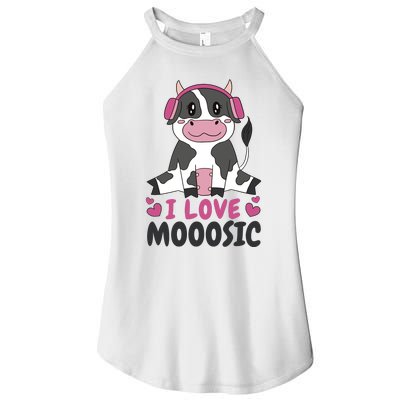 I Love Music Cow Women’s Perfect Tri Rocker Tank