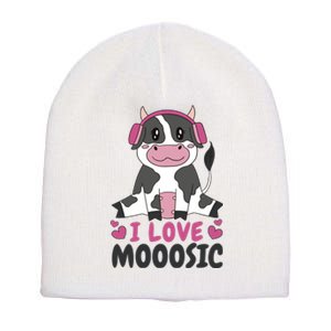 I Love Music Cow Short Acrylic Beanie