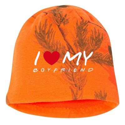 I Love My Boyfriend Cool Funny Valentines Day  Kati - Camo Knit Beanie