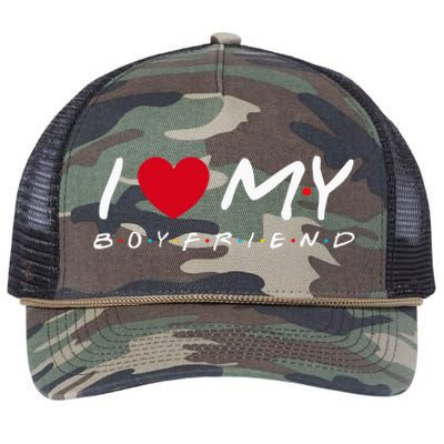 I Love My Boyfriend Cool Funny Valentines Day  Retro Rope Trucker Hat Cap