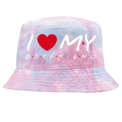 I Love My Boyfriend Cool Funny Valentines Day  Tie-Dyed Bucket Hat