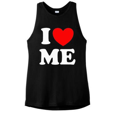 I Love Me I Red Heart Me I Love Me Myself And I Funny Ladies PosiCharge Tri-Blend Wicking Tank