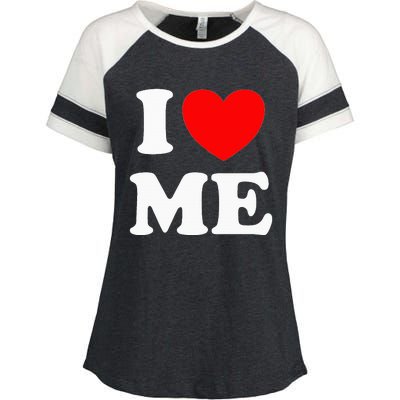 I Love Me I Red Heart Me I Love Me Myself And I Funny Enza Ladies Jersey Colorblock Tee