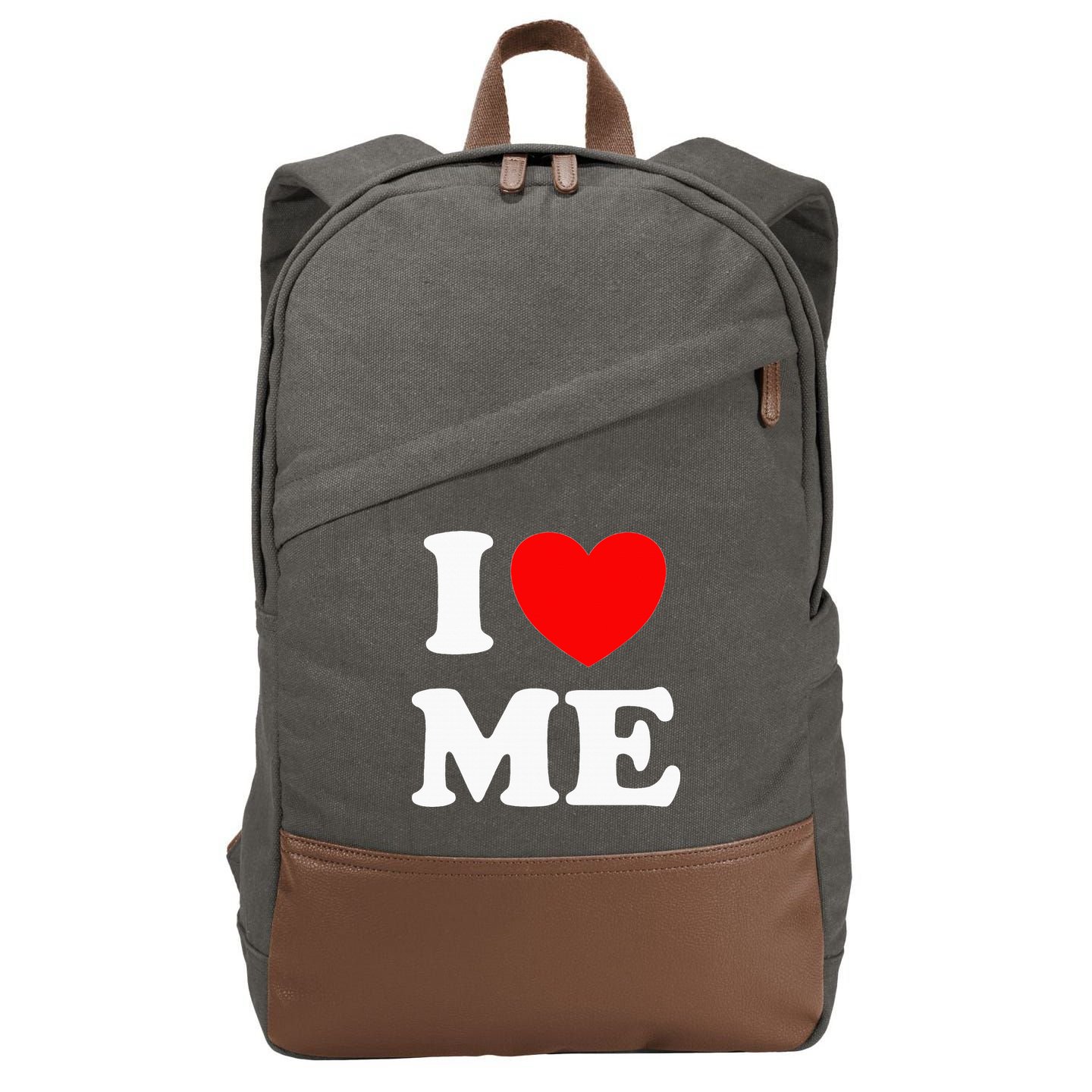 I Love Me I Red Heart Me I Love Me Myself And I Funny Cotton Canvas Backpack