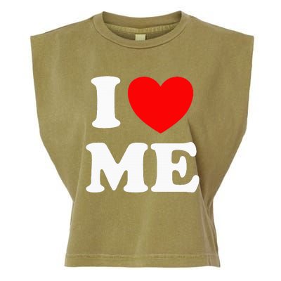 I Love Me I Red Heart Me I Love Me Myself And I Funny Garment-Dyed Women's Muscle Tee