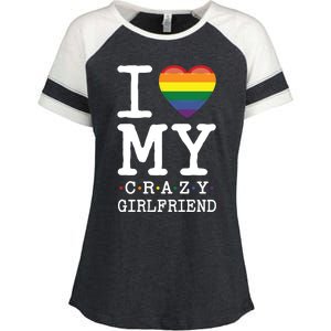 I Love My Crazy Friend I Lesbian Homosexual Rainbow Flag Gift Enza Ladies Jersey Colorblock Tee