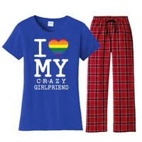 I Love My Crazy Friend I Lesbian Homosexual Rainbow Flag Gift Women's Flannel Pajama Set