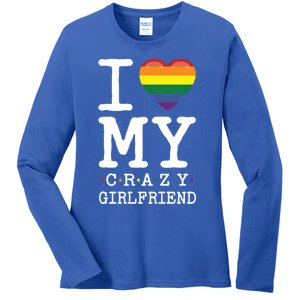 I Love My Crazy Friend I Lesbian Homosexual Rainbow Flag Gift Ladies Long Sleeve Shirt