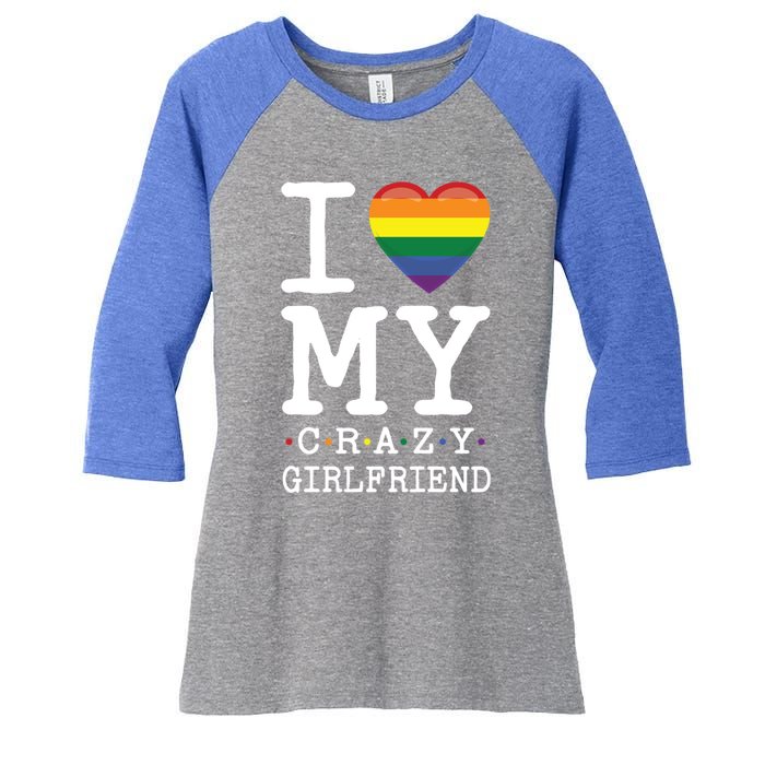 I Love My Crazy Friend I Lesbian Homosexual Rainbow Flag Gift Women's Tri-Blend 3/4-Sleeve Raglan Shirt