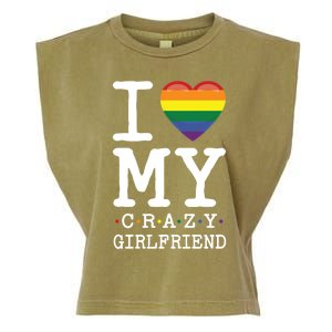 I Love My Crazy Friend I Lesbian Homosexual Rainbow Flag Gift Garment-Dyed Women's Muscle Tee