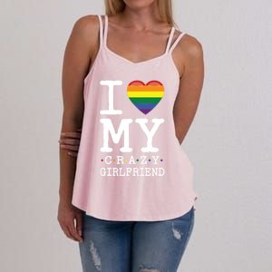 I Love My Crazy Friend I Lesbian Homosexual Rainbow Flag Gift Women's Strappy Tank