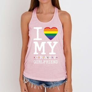 I Love My Crazy Friend I Lesbian Homosexual Rainbow Flag Gift Women's Knotted Racerback Tank