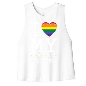 I Love My Crazy Friend I Lesbian Homosexual Rainbow Flag Gift Women's Racerback Cropped Tank