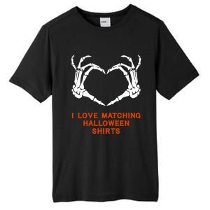 I Love Matching Funny Halloween Couples Skeleton Hand Heart Gift Tall Fusion ChromaSoft Performance T-Shirt