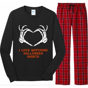 I Love Matching Funny Halloween Couples Skeleton Hand Heart Gift Long Sleeve Pajama Set