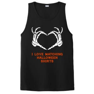 I Love Matching Funny Halloween Couples Skeleton Hand Heart Gift PosiCharge Competitor Tank