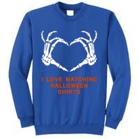 I Love Matching Funny Halloween Couples Skeleton Hand Heart Gift Sweatshirt