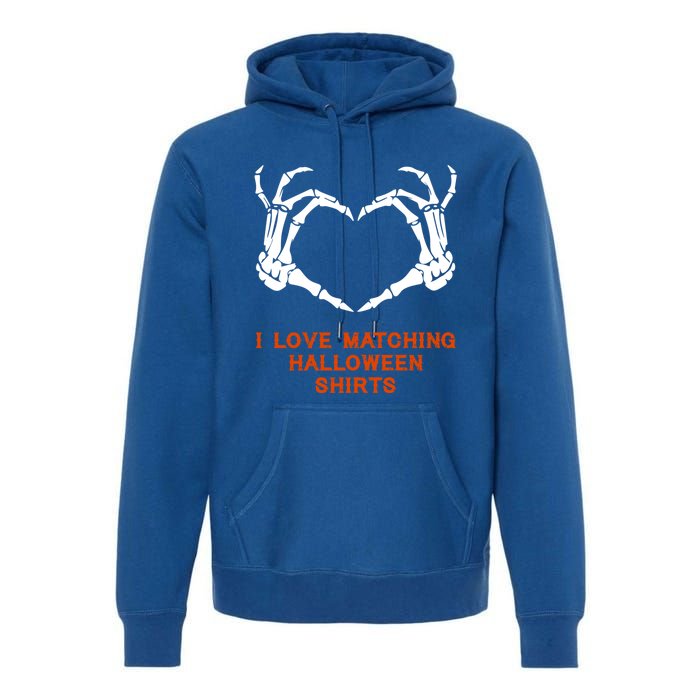 I Love Matching Funny Halloween Couples Skeleton Hand Heart Gift Premium Hoodie