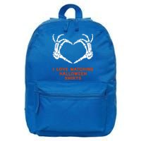 I Love Matching Funny Halloween Couples Skeleton Hand Heart Gift 16 in Basic Backpack